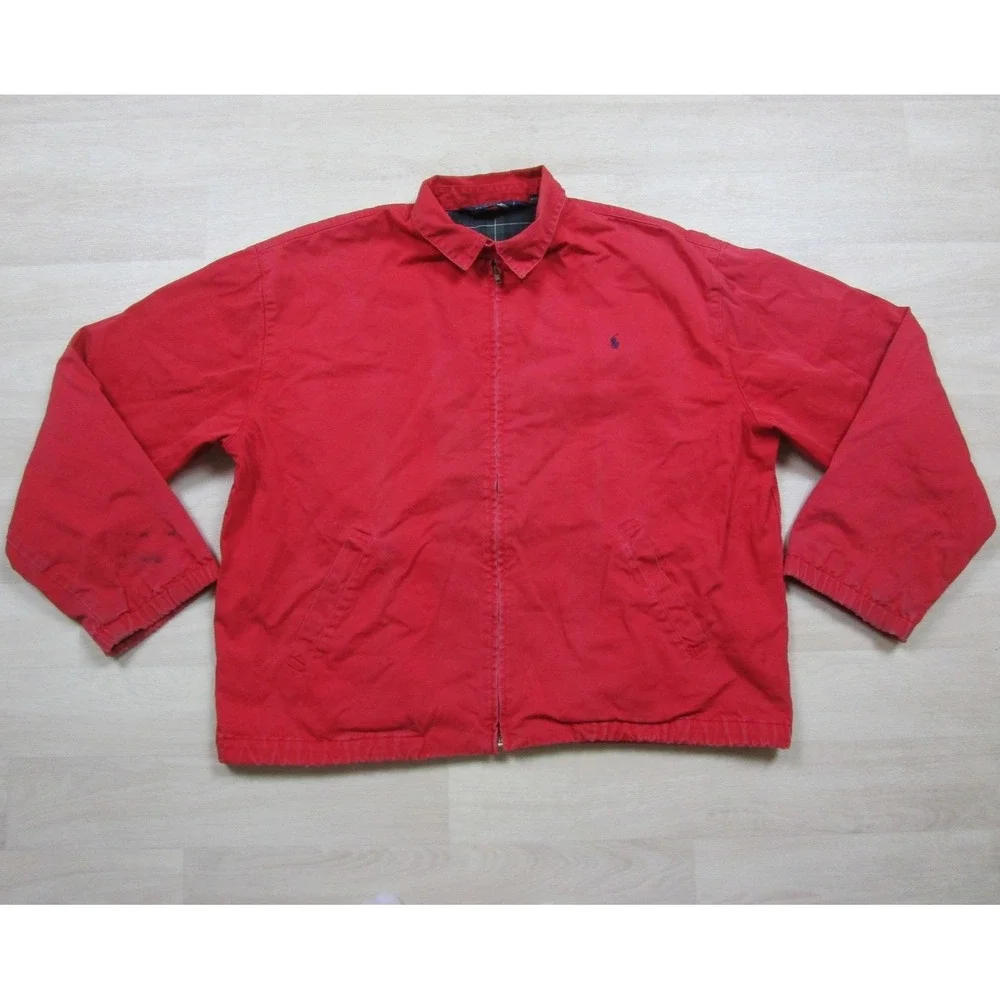 Vintage 90s Polo Ralph Lauren Harrington Jacket Men's (L) Plaid Lined Preppy